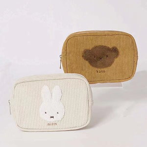 うさぎの年話題！！！スポット日本のミッフィーウサギかわいい漫画刺繍コーデュロイ化粧品バッグポータブルクラッチバッグ雑貨収
