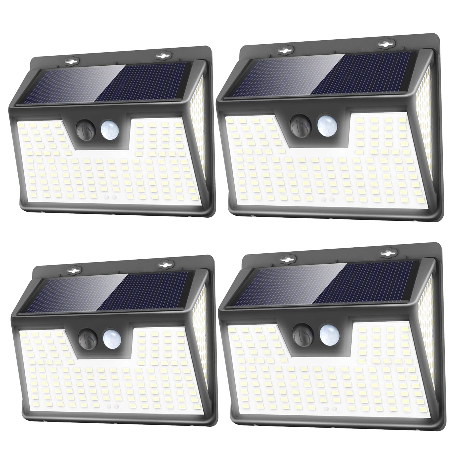 ソーラーライト センサーライト ガーデンライト 3面発光 2800mAh IP65防水防塵 屋外照明 大容量 人感センサー 3つ点灯モード 防水 防犯ライト 両面テープ付き 自動点 28135