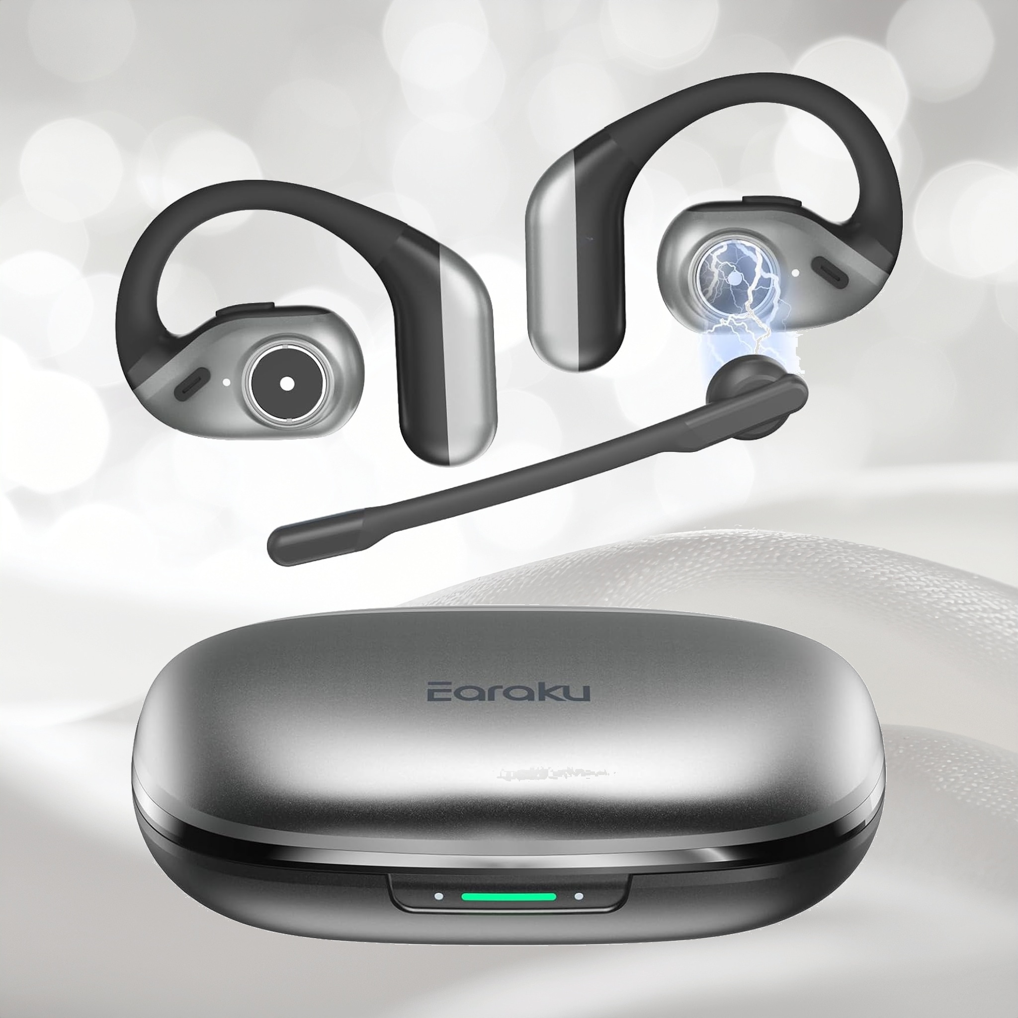 Bluetooth ヘッドセット 2026 ビジネス通話を極めた新定番Earaku MicCuff 2 左右対応の着脱式マイク 片耳・両耳使用可能 通話用ワイヤレスイヤホン オープンイヤー AI+EN