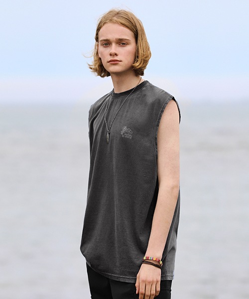 フルークピグメントビーチトラベルノースリーブTシャツダークグレー FSL102