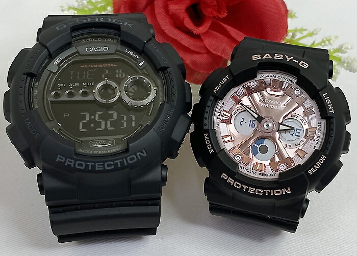 恋人たちのGショックペアウォッチ G-SHOCK BABY-G カシオ 2本セット アナデジ GD-100-1BJF BA-130-1A4JFお揃い プレゼント 新品 手書きします 人気 婚約