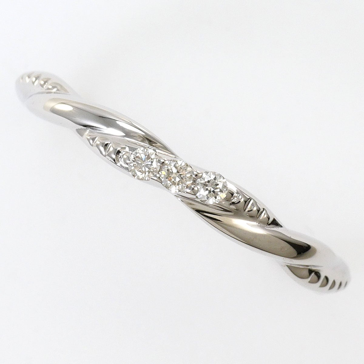 K10 10金 WG ホワイトゴールド リング・指輪 8号 ダイヤモンド（ct刻印なし） 総重量約1.1g ジュエリー 中古