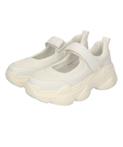 [オリエンタルトラフィック] スニーカー 厚底 ボリュームソール ベルトスニーカー カジュアル スポーティ レディース OT3737 WHITE 24.5 CM