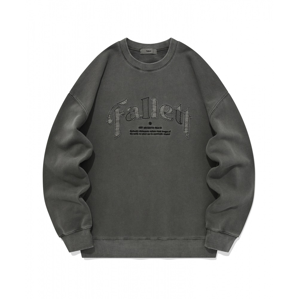 FALLETTアップリケロゴピグメントマンツーマンチャコール