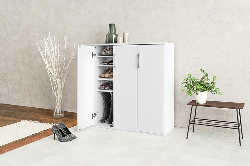 シューズボックス ラック 棚 下駄箱 靴箱 玄関収納 おしゃれ 木目 ナチュラルモダン 大容量 木製 薄型 扉付き 幅89cm