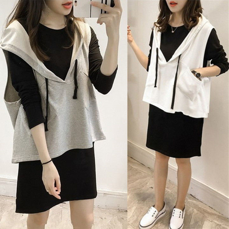 少しぽっちゃりなお姉さんがお肉をカバーしてスリムに見える大きいサイズのレディース長袖ツーピーススーツファッショナブルでスタイリッシュな秋のショートドレス