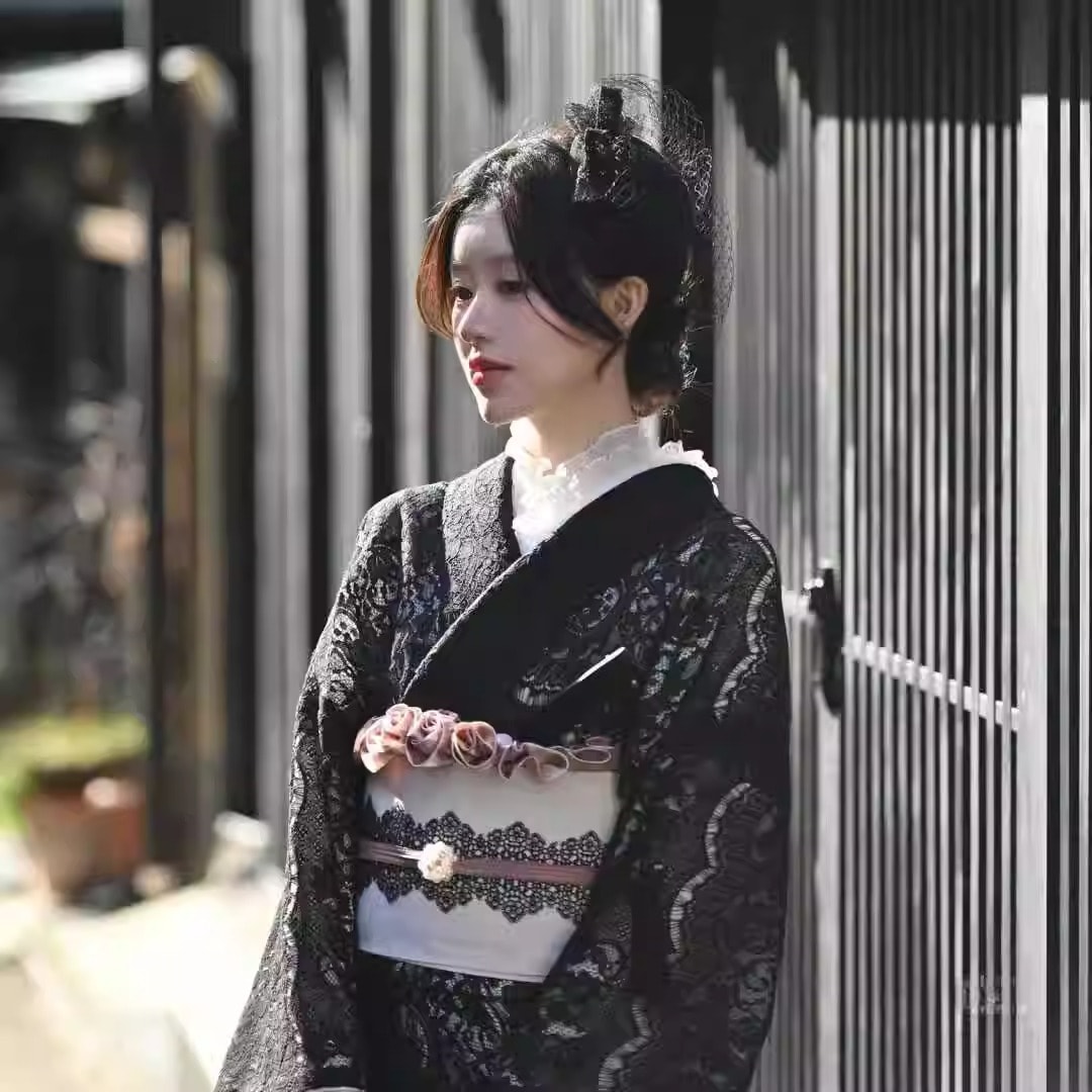 【本日限定2025new】 レース 浴衣 レディース ブラック 着物 女性和服 女性浴衣 ゆかた