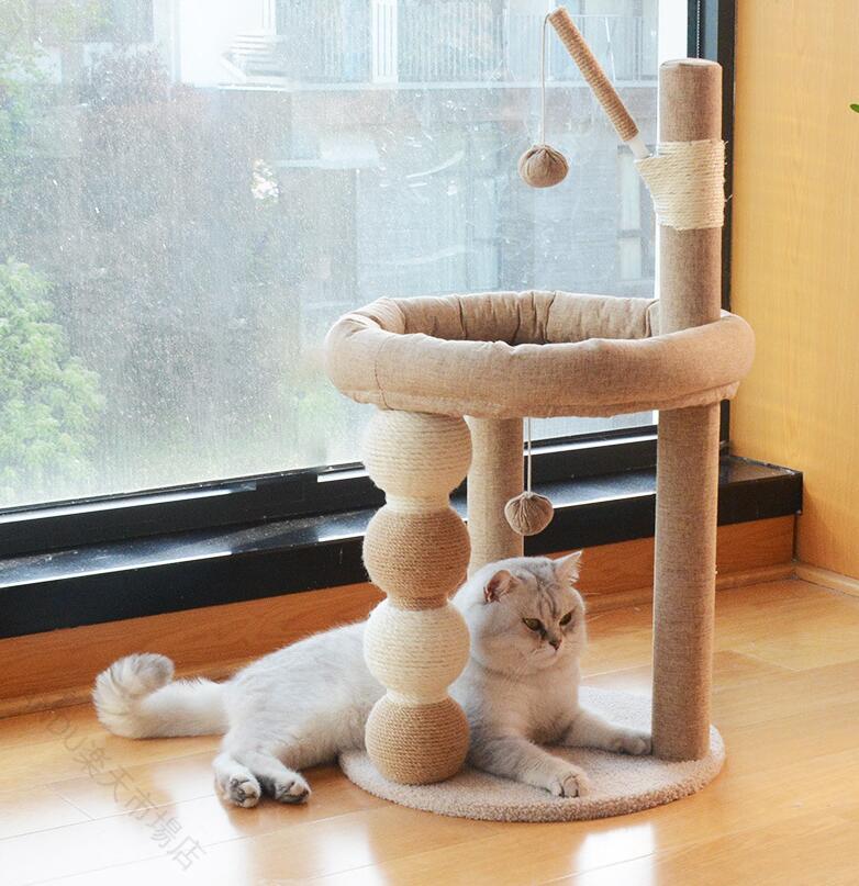 【本日限定】据え置き型 キャットタワー 小型 猫タワー シニア猫 ハウス 爪とぎ 麻紐 おもちゃ 省スペース コンパクト 組み立て簡単 おしゃれ 上品 介護 運動不足対策 ねこ ペットグッズ ミニ 多