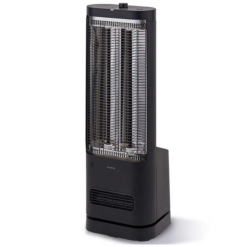 SIROCA　足元ファンヒーター付き 遠赤外線暖房機 にこポカ 1300W 石英管ヒーター 人感センサー付き 首振り機能 ブラック　SH-FC251K