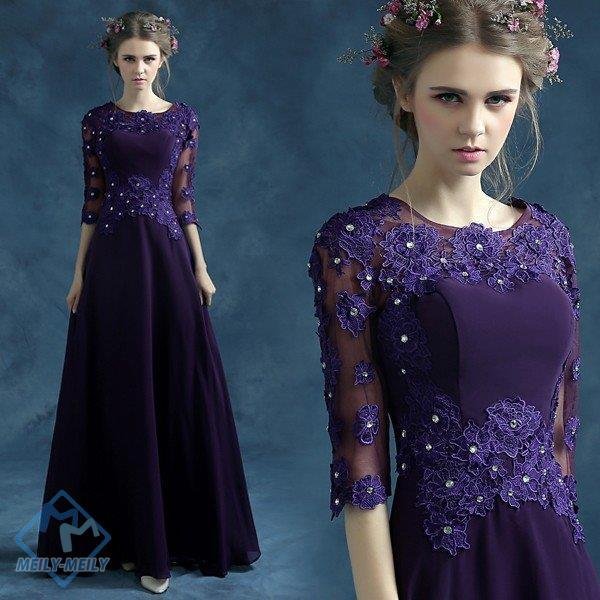 パーティードレス 袖あり 結婚式 フォーマル イブニングドレス カクテルドレス ロングドレス カラー