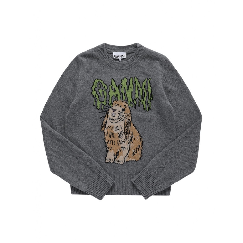 ガニ ニット ウールミックス グラフィックロゴ 女性ニット K2502