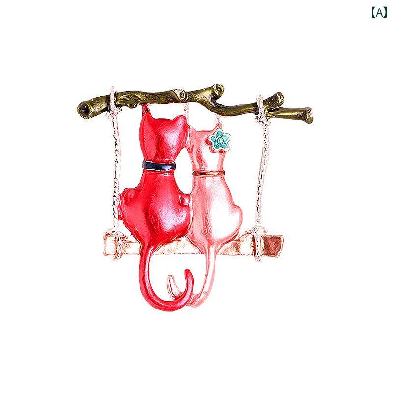 ブローチ 大人かわいい アメリカ エナメル カップル スイング 猫 小 動物 レディース セーター スーツ アクセサリー ピン