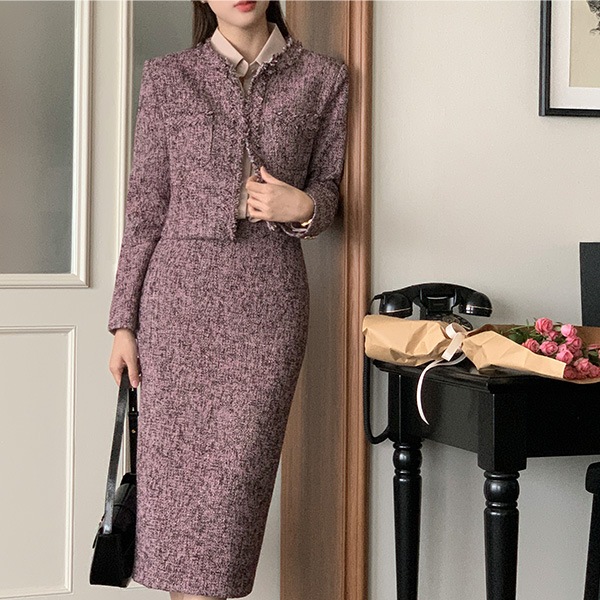 ツイードロングタイトスカート sk6320