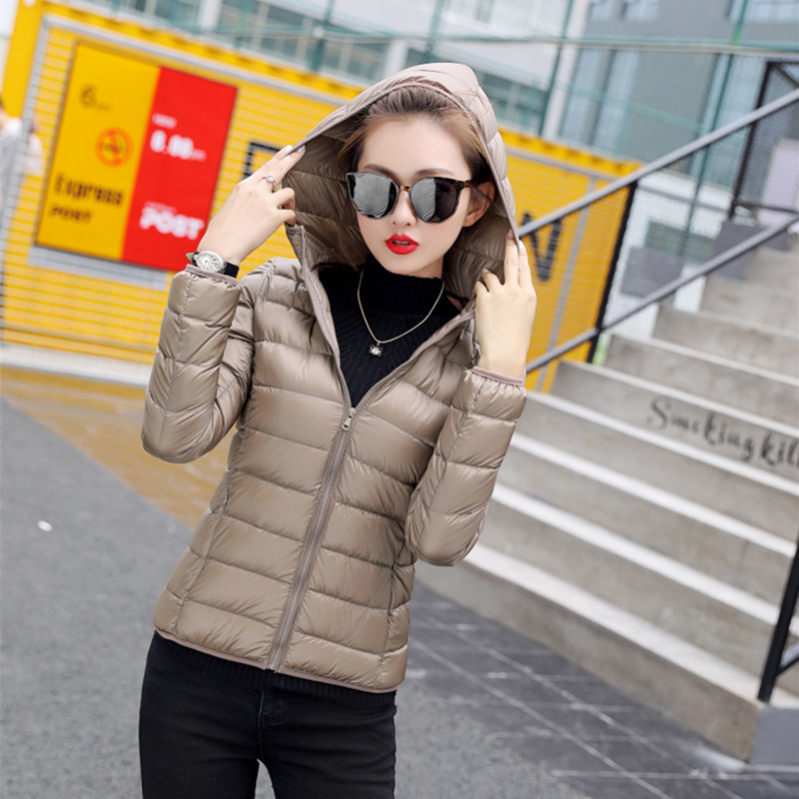 ダウンコート ダウンジャケット ライトダウン 軽量 インナーダウンコート 薄型 防風 無地 フード付き 合わせやすい 冬アウター 防風 おしゃれ 春秋冬 韓国通勤 ブラック S ホワイトダックダウン