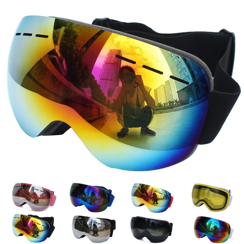 UV400防曇ダブル層スキーゴーグルレンズスキーマスクメガネスキー雪スノーボード眼鏡ミラー偏光ゴーグルため大人
