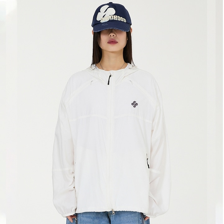 Cut-off sheer windbreaker jacket IVORY