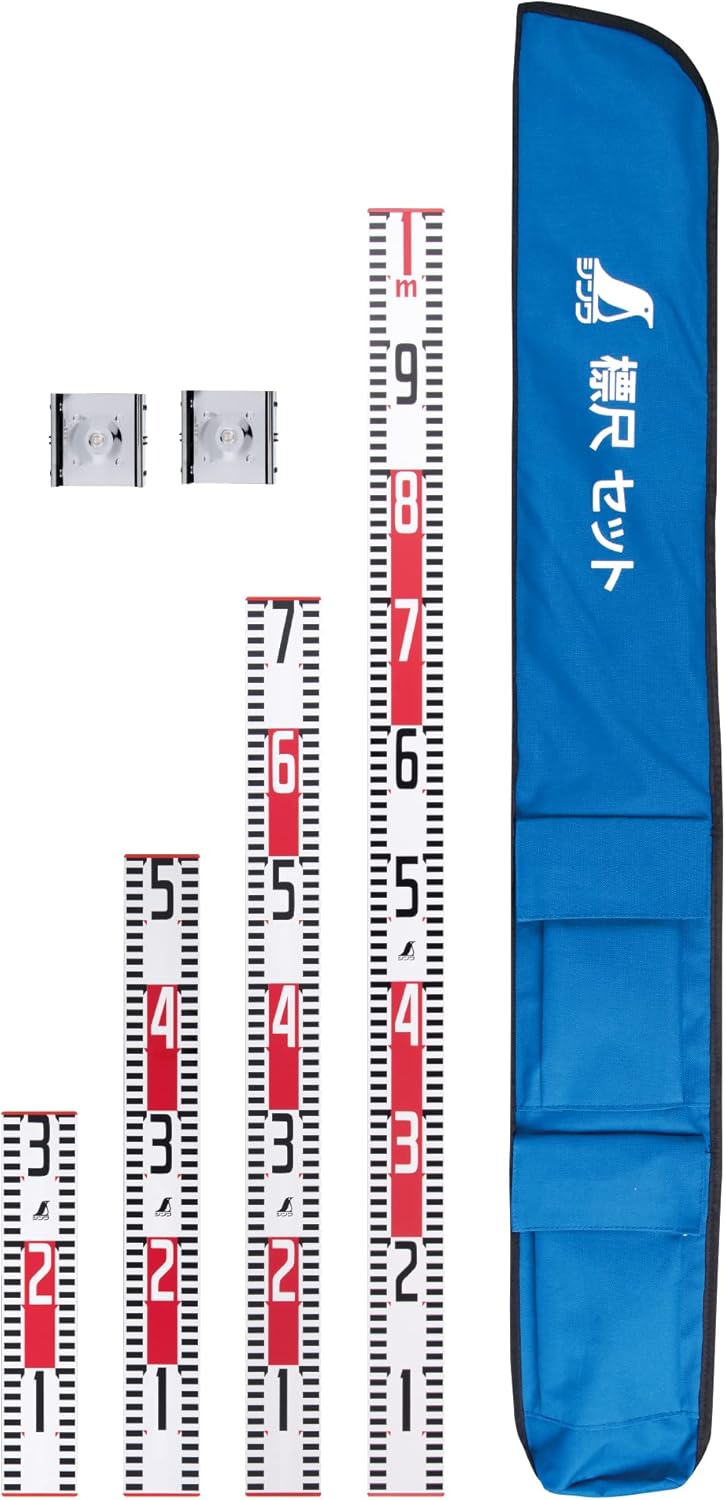 シンワ測定(Shinwa Sokutei) 標尺 アルミ製 30~1ｍ 巾60 4点セット クロス金具付 76929 本体:白赤目盛:黒