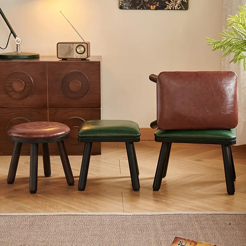 スツール お洒落 シック 男前インテリア モダン シンプル グリーン ブラウン 木製 頑丈 インテリア 椅子 イス 玄関用 ベンチ ミニ 4-7