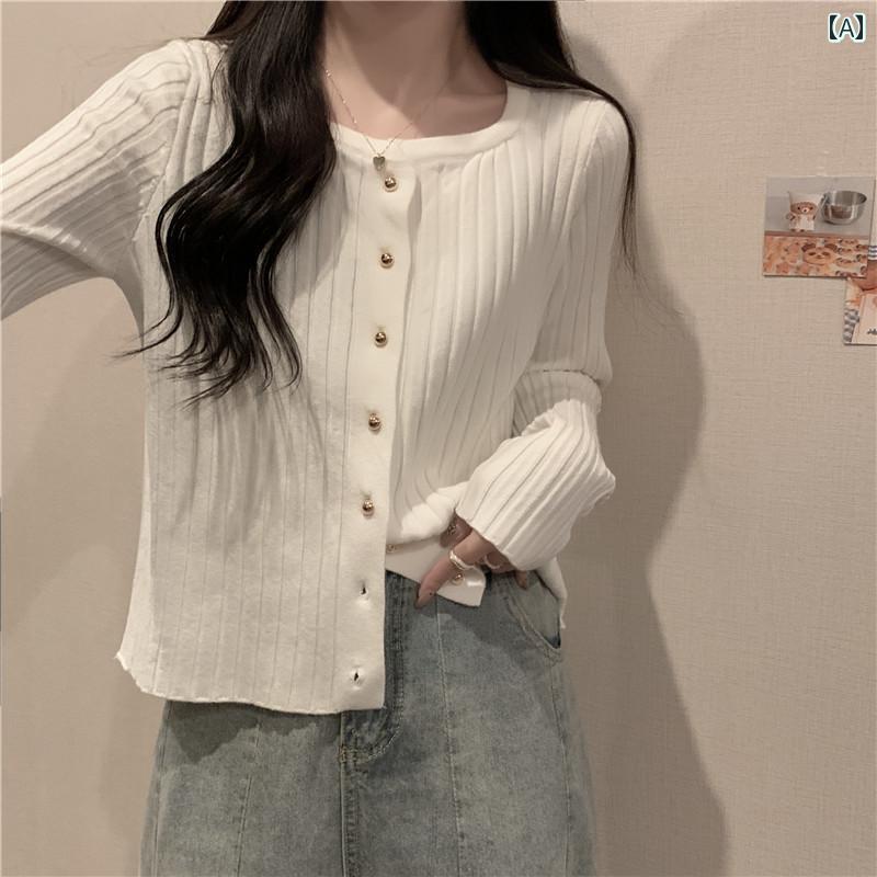 レディース トップス セーター パーカー オシャレ 韓国 カワイイ カジュアル カーディガン 長袖 ニット 秋冬 春 インナー デザイン ルーズ 大きサイズ長袖Vネック編カーディガン春レイヤリングやダ