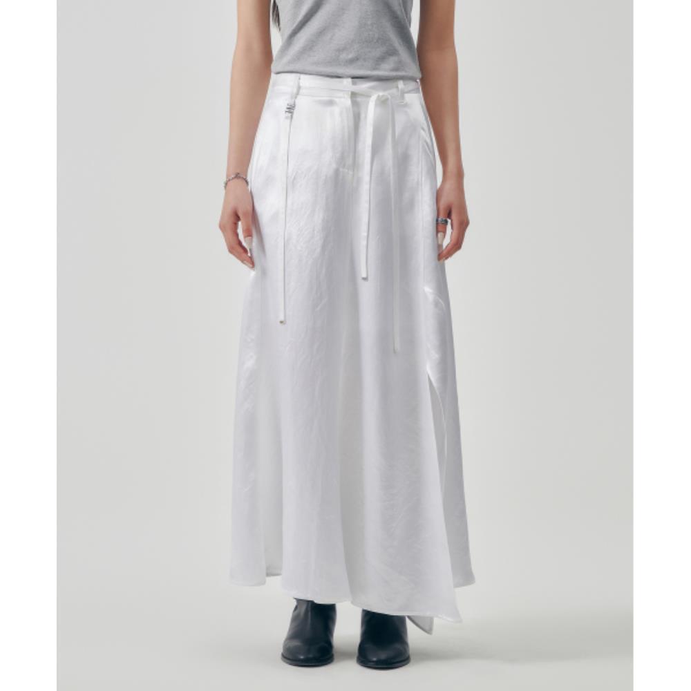 TREEMINGBIRD Soft Drape Satin Skirt White TM2513SK004M