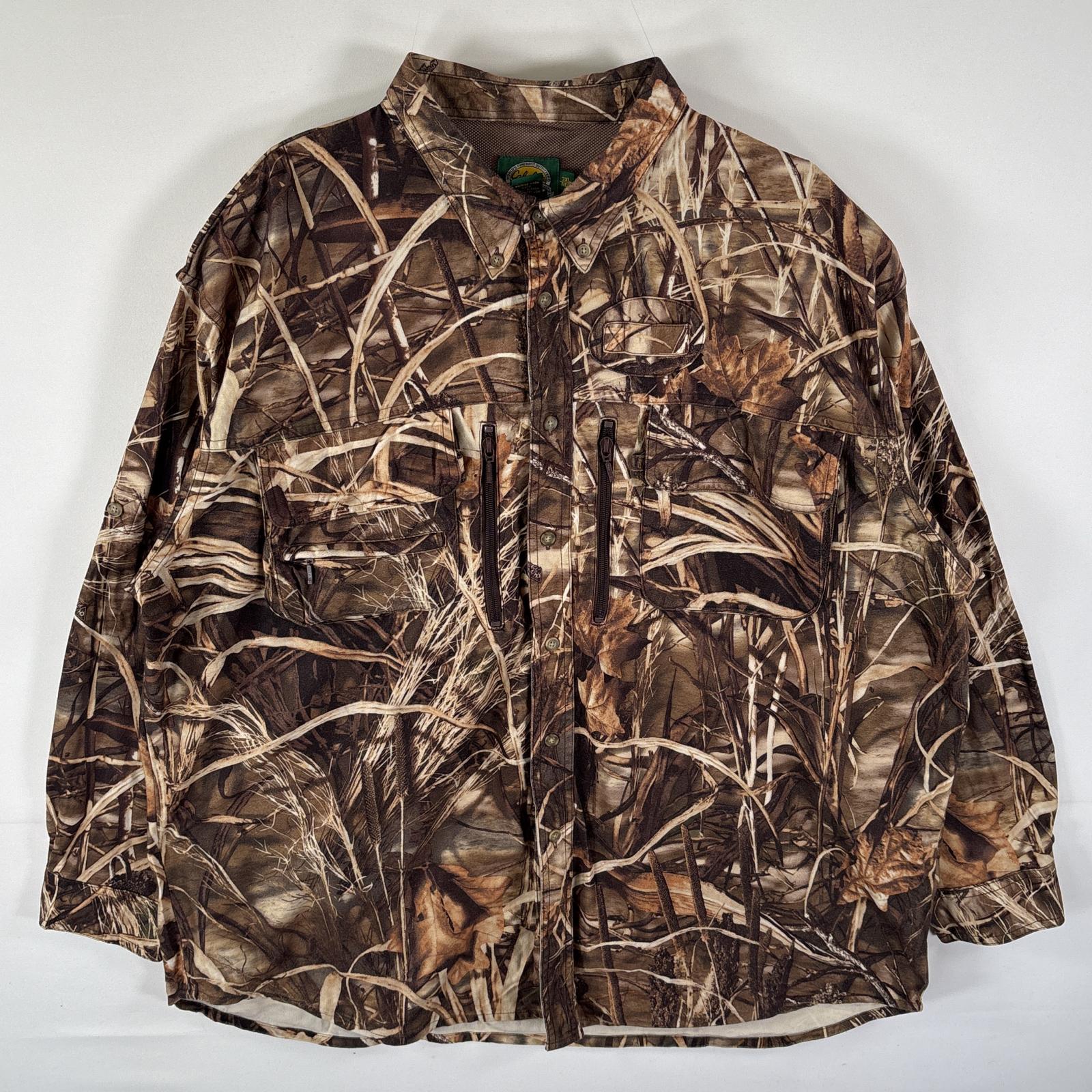 古着 カベラス Cabelas ボタンダウンシャツ シャツジャケット リアルツリー カモフラ ハンティング 大きいサイズ XXXL ブラウン メンズ