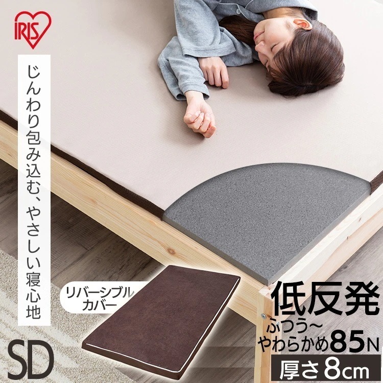 【目玉商品】【公式】 マットレス カバー付き セミダブル 低反発 敷き布団 厚め 来客用 新生活 8cm 通気性 体圧分散 MATK8-SD メガ割