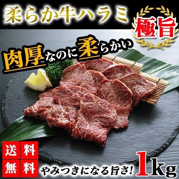 【クーポン利用でお得に購入!!】ハラミ 1kg 牛ハラミ やわらかハラミ ハラミ肉 サガリ 牛肉 肉 焼肉 バーベキュー グルメ メーカー直送　shr-003