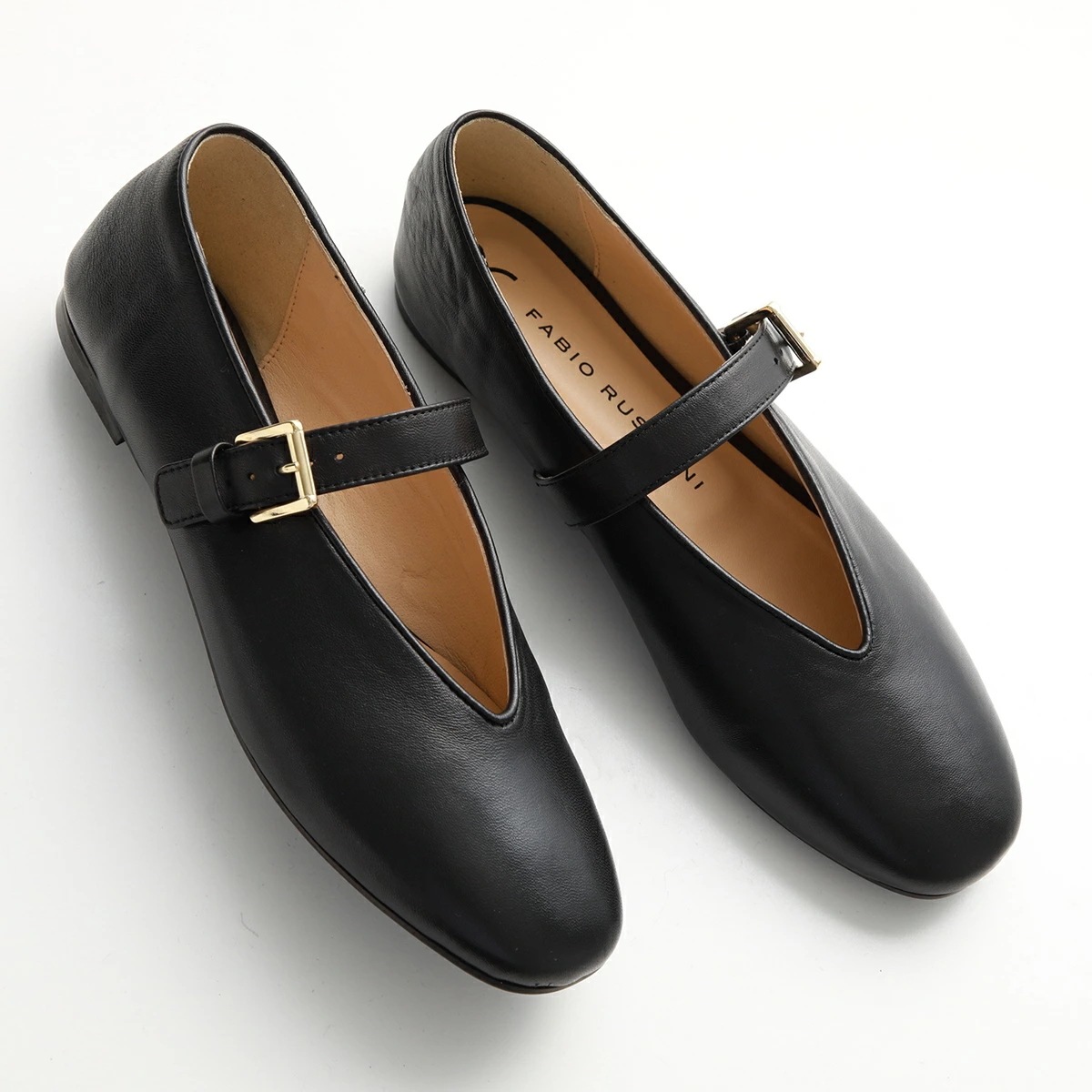 FABIO RUSCONI ファビオルスコーニ パンプス 2002 NATUR AI24/25 レディース メリージェーン ラウンドトゥ フラット シューズ 靴 NERO