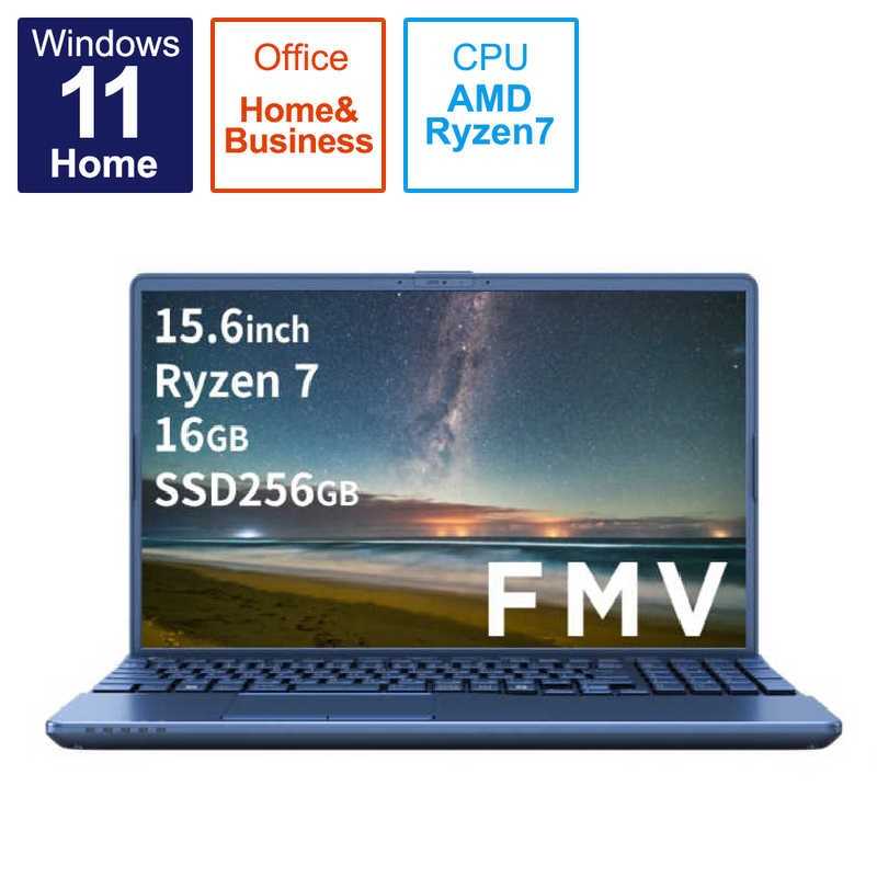 FMV LIFEBOOK AH480/J ［15.6型 /Win11 /AMD Ryzen 7 /メモリ：16GB /SSD：256GB /Office］ メタリックブルー　FMVA480JLA 75,565円