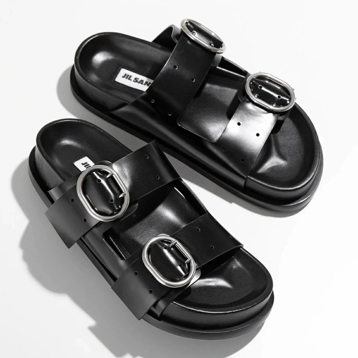 JIL SANDER ジルサンダー サンダル J15WP0090 P2775 レディース レザー バックル ダブルストラップ シューズ 靴 001/BLACK