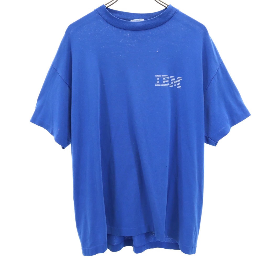 ヘフト 90s USA製 IBM プリント 半袖 企業系 Tシャツ XL ブルー系 HeF-T アイビーエム オールド ヴィンテージ メンズ