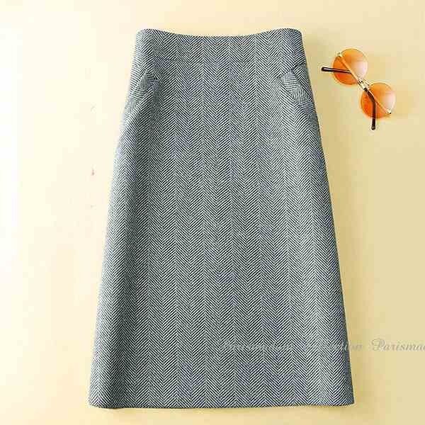 新规入荷続々 エレガンスひざ下丈スカート　品質重視　ヘリンボーン　チェック　Aライン　タイトスカート　ほっそり効果大 20代30代40代50代　ミセス