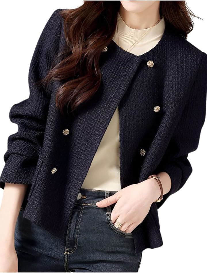 ノーカラージャケット アウター フォーマル ボレロ レディース(ネイビー, M) 5,725円