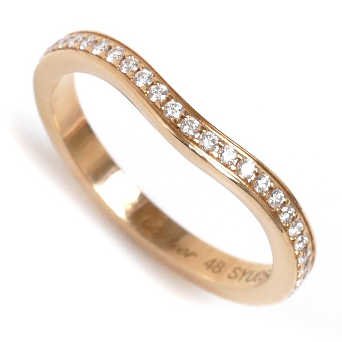 CARTIER カルティエ K18PG ピンクゴールド バレリーナカーブ ハーフエタニティ リング指輪 B4098748 ダイヤモンド 7.5号 48 2.3g レディース 中古 美品