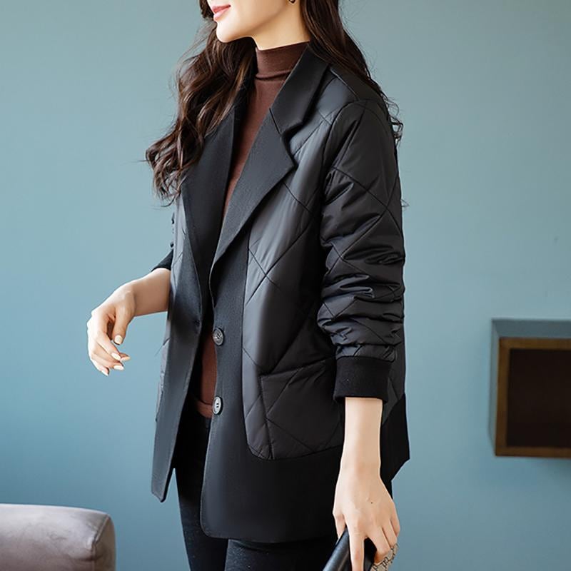 秋服 レディース ファッション オシャレ カワイイ シンプル 大人カワイイ 大きいサイズ ダウン 綿 コート 秋冬 フェイク ツーピース 西洋風 スーツ