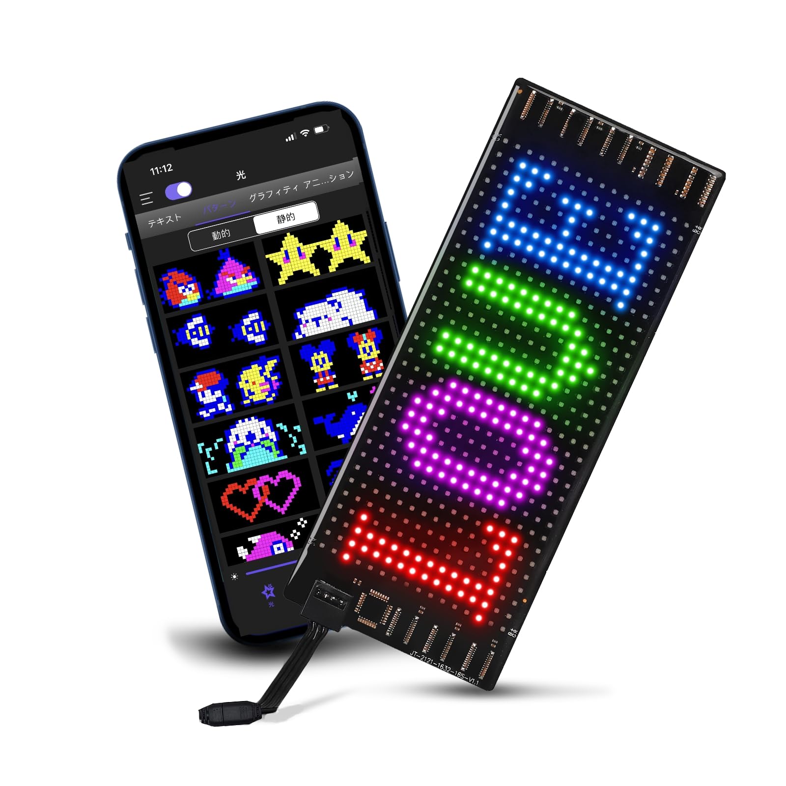 JDVOOTD 小型電光掲示板 自由編集可能 画像可能 200文字入力可能 【日本語説明書付き】アプリ付き 操作も簡単 ミニ LEDサインボード 13モード 折りたたみ式 文字/絵/音楽リズム表示可能