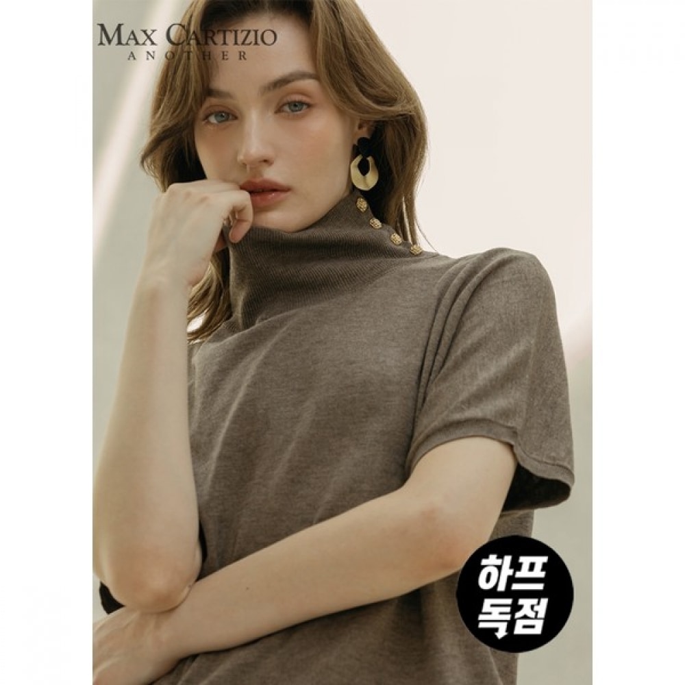 (Max Cartiggio) カシミアハーフネックドルマンニットTシャツ