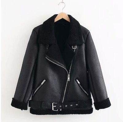 Qoo10] ムートンコート ライダース ジャケット