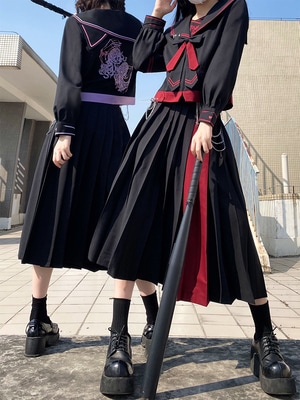 虞姫JK制服スーツ正規版オリジナルダーク春夏新作ヤンキー服長袖ロングスカートフルセット