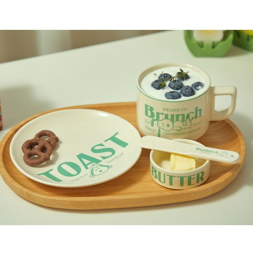 [正品]スヌーピー ピーナッツ セラミック ブレッド セット(皿マグカップバターボウルバターナイフset)/マグカップ かわいい/マグカップ キャラクター