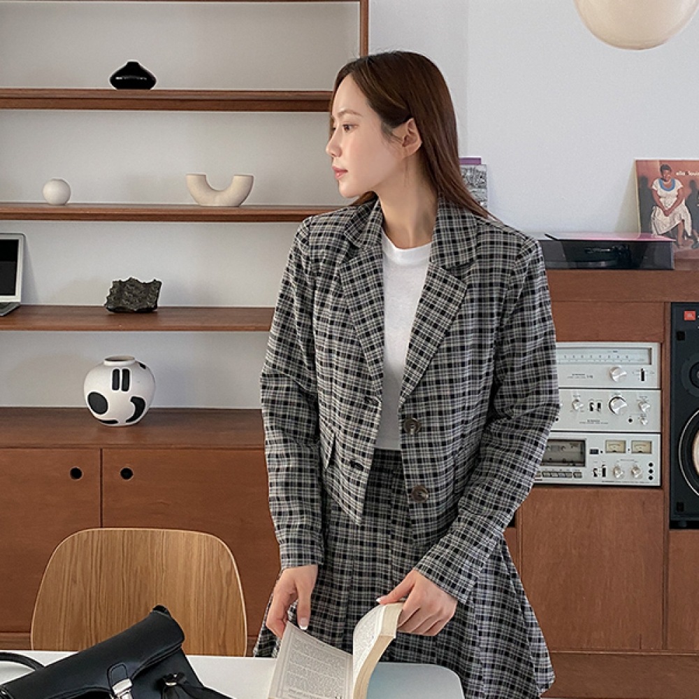 (JSTYLEによるイーブレット) イーブレットウィディアンチェックシングルクロップJスタイル