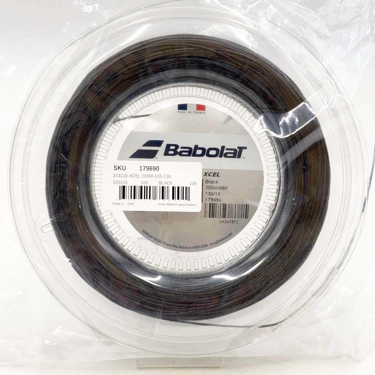 【中古・未使用品】バボラ XCEL エクセル 130 硬式 テニス ストリング ガット 200m ロール ブラック 243110 BABOLAT 1.30mm