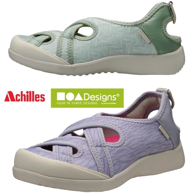 アキレス フォートゥースリーデザインズ レディース サンダル クロスバンドスリッポン ソルボ コンフォートシューズ リラックススニーカー 柔らかい フラットシューズ オフィス 履きやすい CUD090