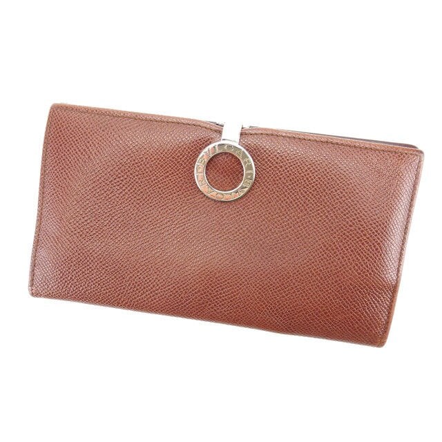 長財布 二つ折り ブルガリブルガリ ブラウン シルバー 中古