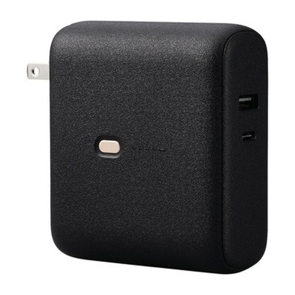 DE-AC07-10000BK ブラック モバイルバッテリー (コンセント一体型 10000mAh 大容量 PD 20W 高速充電 2台同時充電可) メーカー直送