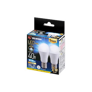 【即納】アイリスオーヤマ LED電球 口金直径17mm 昼白色 40W形相当 広配光 2個パック 440 密閉器具対応 LDA4N-G-E17-4T62P