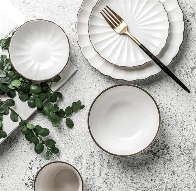 【メガ割 】激安セール 皿 家庭 創造性 ギャザリング 陶磁器 食器 セット ステーキ皿 丼 エレガント340