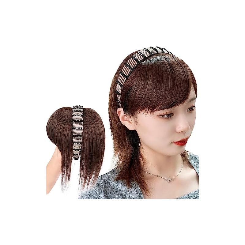 QIAOXI 前髪ウィッグ カチューシャ レディース 部分ウィッグ 髪留め ポイントウィッグ 部分カバー かつら 仮装 耐熱 厚い 自然