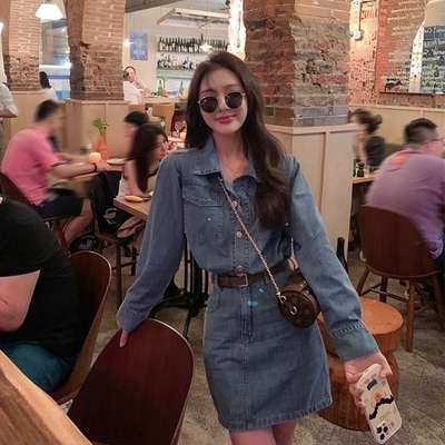 ワンピース デート デニムワンピース ショート ショート丈 袖あり 長袖 スリム タイト 細身 デニム かわいい 大人可愛い きれいめ シンプル カジュアル 大人 上品 おしゃれ お洒落 主役級