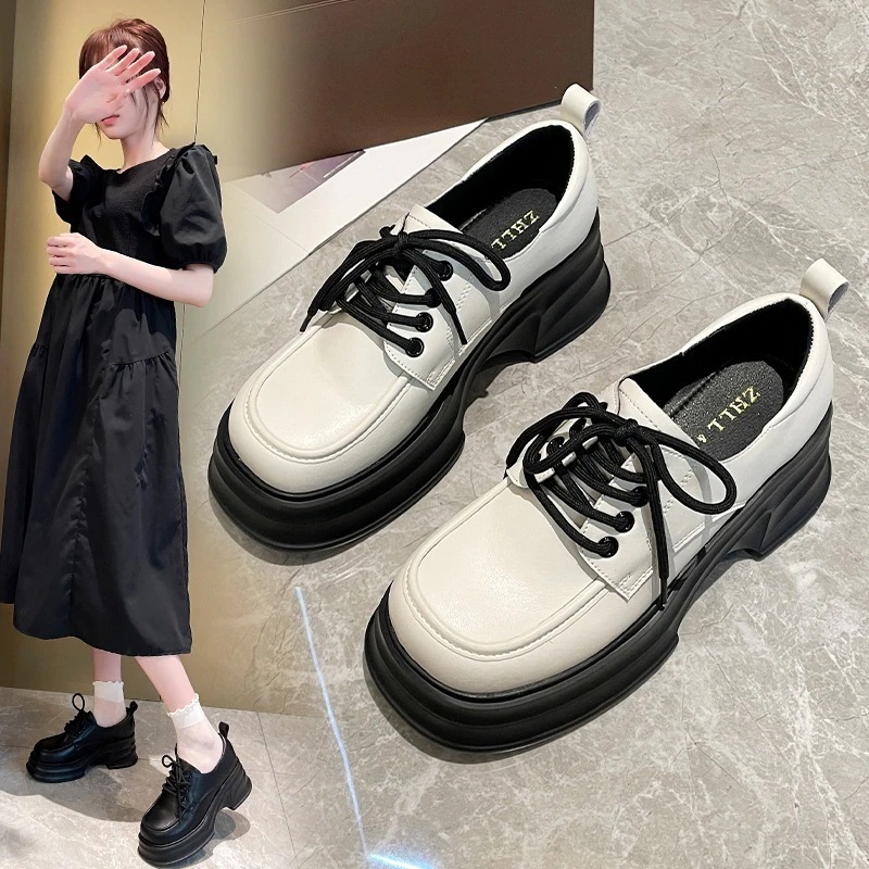 厚底ローファー ローファー レディース 厚底の小さな革靴 カレッジスタイルローファー